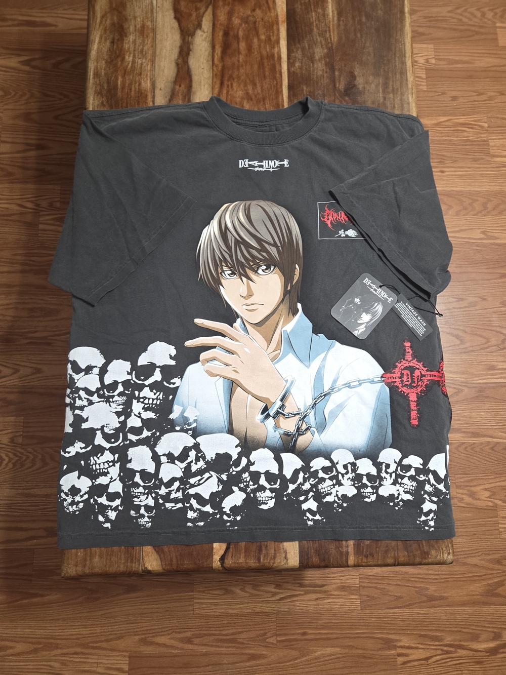 Civil Regime x Death Note "Side By Side" T-Shirt - Vintage Wash Black - Size XL